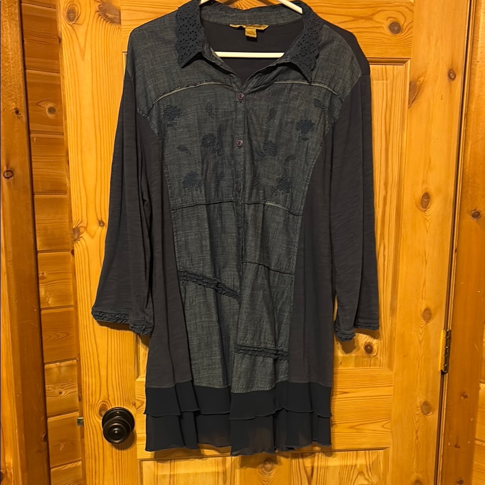 April Cornell Dark Blue Button Down Shirt